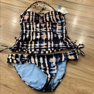 Lucky Brand Women's Solstice Canyon Printed Tankini Top& Bikini Shorts Size XS